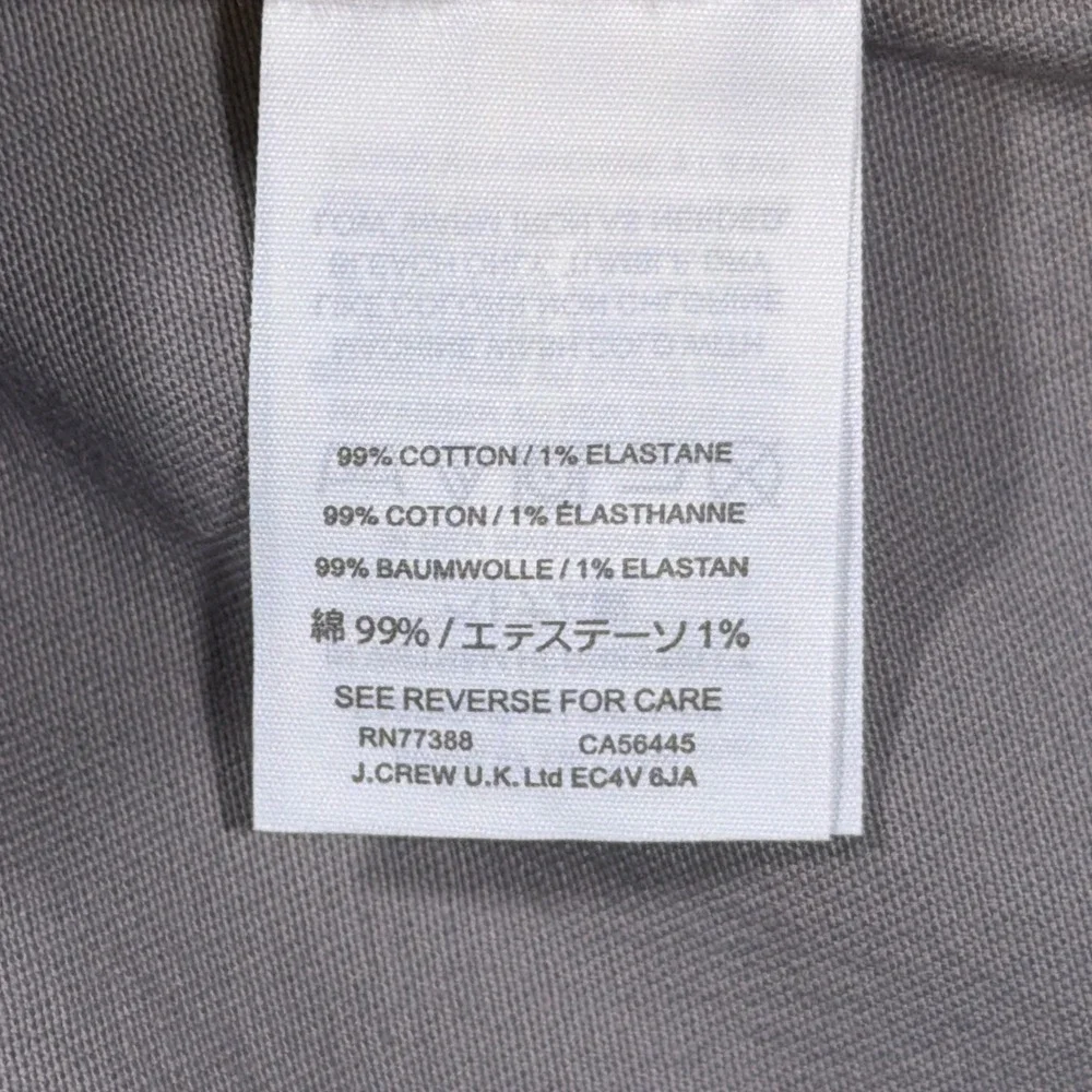 J.Crew Bowery Stretch Pants Mens 36x32 Grey Slim Fit Chino Trousers Cotton Blend
